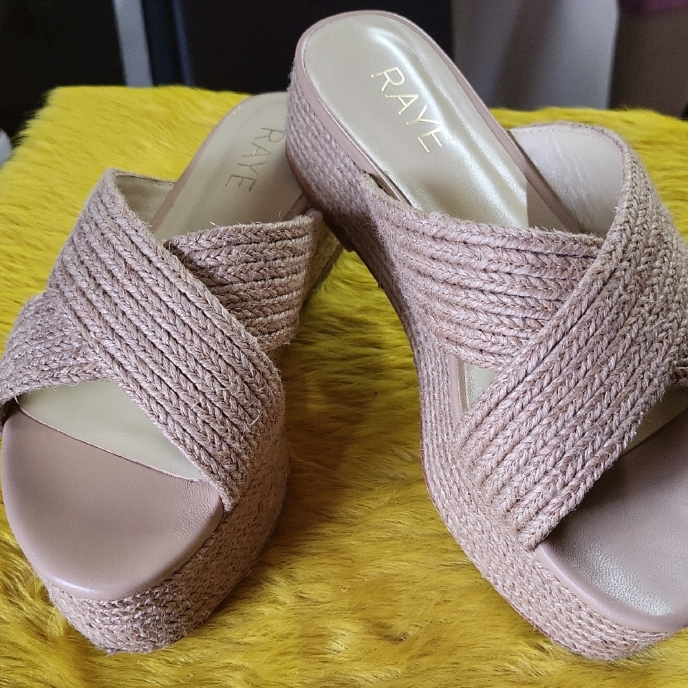 Raye Women's Tan Woven Platform Sandals